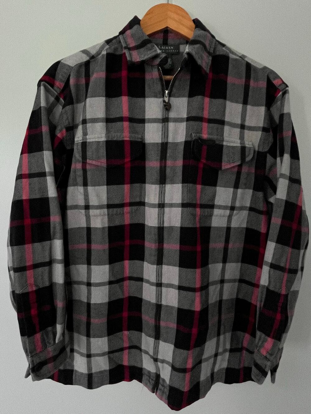 Lauren Ralph Lauren Women’s S Red Black Plaid Flannel Zip-Up Shirt Jacket